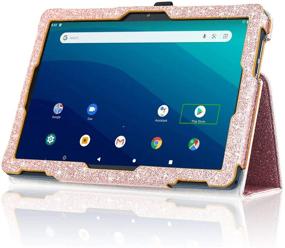 img 1 attached to 📱 DMLuna Case for Onn 10.1 Tablet 2020 (Model: 100011886) Generation 2 - Folio Leather Cover with Hand Strap, Card Slot - Glitter Rose (ONLY for Onn 10.1 Tablet 2020 Model: 100011886)