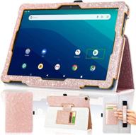 📱 dmluna case for onn 10.1 tablet 2020 (model: 100011886) generation 2 - folio leather cover with hand strap, card slot - glitter rose (only for onn 10.1 tablet 2020 model: 100011886) logo