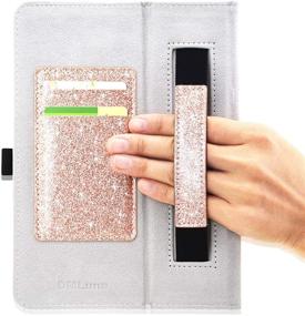 img 2 attached to 📱 DMLuna Case for Onn 10.1 Tablet 2020 (Model: 100011886) Generation 2 - Folio Leather Cover with Hand Strap, Card Slot - Glitter Rose (ONLY for Onn 10.1 Tablet 2020 Model: 100011886)