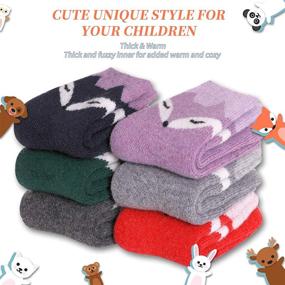 img 2 attached to LANLEO 6 Pairs Kids Winter Thick Warm Soft Animal Crew Wool Socks - Cute and Cozy Children's Socks for Boys and Girls