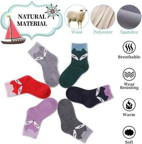 img 3 attached to LANLEO 6 Pairs Kids Winter Thick Warm Soft Animal Crew Wool Socks - Cute and Cozy Children's Socks for Boys and Girls