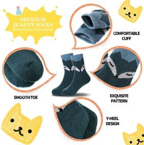 img 1 attached to LANLEO 6 Pairs Kids Winter Thick Warm Soft Animal Crew Wool Socks - Cute and Cozy Children's Socks for Boys and Girls