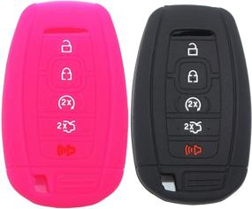 img 4 attached to Ezzy Auto Black And Rose Silicone Rubber Key Fob Case Key Cover Key Jacket Skin Protector Fit For Continental MKC MKX MKZ Navigator