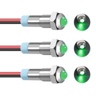 🚦 3 pieces of waterproof signal lamp with wire, green 12v-24v 6mm 1/4" metal indicator light raised head, suitable for car truck boat dq6t-12v-g logo