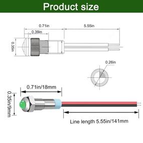 img 3 attached to 🚦 3 Pieces of Waterproof Signal Lamp with Wire, Green 12V-24V 6mm 1/4" Metal Indicator Light Raised Head, Suitable for Car Truck Boat DQ6T-12V-G