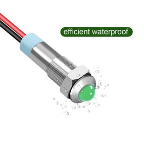 img 1 attached to 🚦 3 Pieces of Waterproof Signal Lamp with Wire, Green 12V-24V 6mm 1/4" Metal Indicator Light Raised Head, Suitable for Car Truck Boat DQ6T-12V-G