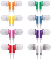 🎧 50 pack cn-outlet kids bulk earbud headphones: multi colored, individually bagged, wholesale disposable earphones for school classrooms, libraries, students - 50 mixed logo