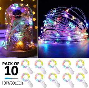 img 3 attached to 🌈 Colorful Fairy Lights: 10-Pack Battery Operated String Lights with 30 Micro LEDs - Perfect for DIY Party, Christmas, Wedding & Easter Table Decor