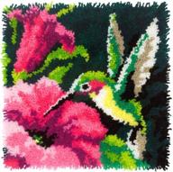 🕊️ vibrant hummingbird latch hook craft kit: create stunning 16'' x 16'' tapestry rugs with this diy carpet embroidery needlework set logo