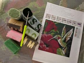 img 2 attached to 🕊️ Vibrant Hummingbird Latch Hook Craft Kit: Create Stunning 16'' X 16'' Tapestry Rugs with this DIY Carpet Embroidery Needlework Set