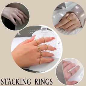 img 2 attached to 💍 14K Gold Plated Stacking Rings: Women's 8PCS Plain Band Set - Thin, Knuckle Stackable, Eternity Wedding Band Rings, Sizes 5 to 9