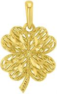 🍀 stunning 14k yellow gold 3d four leaf clover pendant with textured finish: a symbol of luck and style logo