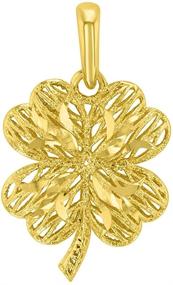 img 2 attached to 🍀 Stunning 14k Yellow Gold 3D Four Leaf Clover Pendant with Textured Finish: A Symbol of Luck and Style