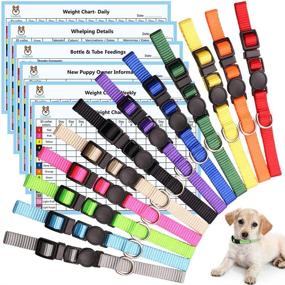 img 4 attached to 🐶 12 Piece Puppy Collars for Litter Identification - Whelping ID Collars with Safety Buckle - Soft Nylon Breakaway Collars - Includes 6 Record Keeping Charts