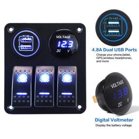 img 1 attached to 🚤 Premium 3 Gang Waterproof Marine Boat Rocker Switch Panel with Arc LED Voltmeter and Dual USB Slot Socket - Ideal for Boats, Cars, RVs, Trucks
