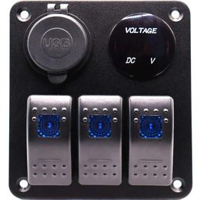 img 3 attached to 🚤 Premium 3 Gang Waterproof Marine Boat Rocker Switch Panel with Arc LED Voltmeter and Dual USB Slot Socket - Ideal for Boats, Cars, RVs, Trucks