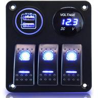 🚤 premium 3 gang waterproof marine boat rocker switch panel with arc led voltmeter and dual usb slot socket - ideal for boats, cars, rvs, trucks логотип