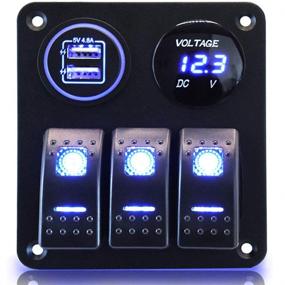 img 4 attached to 🚤 Premium 3 Gang Waterproof Marine Boat Rocker Switch Panel with Arc LED Voltmeter and Dual USB Slot Socket - Ideal for Boats, Cars, RVs, Trucks