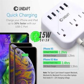 img 2 attached to 💡 Unidapt Power Strip with USB C, 3 Outlets 5 USB Ports - High-Speed Charging Station (25W/5A), Flat Plug, 5ft Braided Extension Cord - Ideal for Travel, Cruise Ship, Home & Office