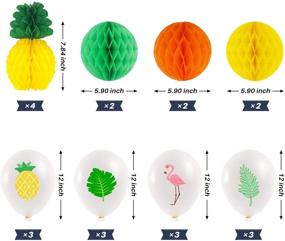 img 2 attached to 🎉 Kortes 30-Piece Summer Party Decoration Set: Vibrant Hanging Paper Fans, Honeycomb Balls, Pineapple and Flamingo Flower Garland Banner, Balloons – Perfect for Hawaiian Luau Beach Birthday Wedding Photo Backdrop