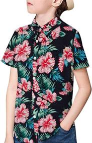 img 2 attached to 🌺 Hawaiian Hibiscus Pineapple Turquoise Boys' Clothing for Children