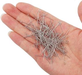 img 1 attached to 🔒 300 Pcs 1.5 Inch 304 Stainless Steel Open Eyepins - Metal Wire Head Pins Findings for DIY Crafts, Necklaces, Bracelets, Earrings - Jewelry Making with Pengxiaomei Brand