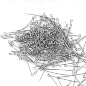 img 3 attached to 🔒 300 Pcs 1.5 Inch 304 Stainless Steel Open Eyepins - Metal Wire Head Pins Findings for DIY Crafts, Necklaces, Bracelets, Earrings - Jewelry Making with Pengxiaomei Brand