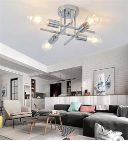 img 1 attached to 💡 Sleek Silver Semi Flush Mount Ceiling Light: Stylish 4-Light Sputnik Chandelier for Kitchen, Dining, Living Room, Bedroom, Foyer