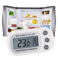 🌡️ white digital refrigerator thermometer with large lcd display, waterproof fridge freezer room temperature monitor, max/min record function, magnetic back - ideal for kitchen and home logo