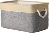 thewarmhome rectangular fabric storage bin with handles - grey patchwork (15.7l×11.8w×8.3h) logo