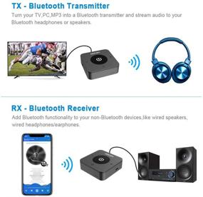 img 3 attached to 🎧 ZIOCOM Bluetooth 5.0 Transmitter Receiver for TV, aptX Low Latency Wireless Audio Adapter, 2-in-1 Dual Link, Built-in Battery, Optical/ 3.5mm AUX/ RCA Connection for TV, PC, Speaker, Home Stereo