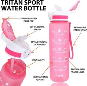 img 3 attached to 💗 Frosted Pink Gold Armour 32oz Motivational Water Bottle: Leakproof, BPA Free Time Marker for Optimal Daily Hydration