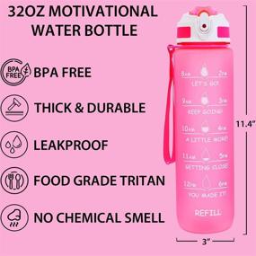 img 2 attached to 💗 Frosted Pink Gold Armour 32oz Motivational Water Bottle: Leakproof, BPA Free Time Marker for Optimal Daily Hydration