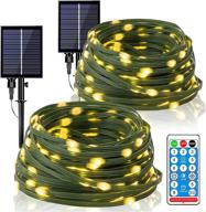 🌟 kemooie 2 pack outdoor solar lights: upgraded 200 led fairy lights with remote control - 8 twinkle modes for christmas garden decorations (warm white) logo