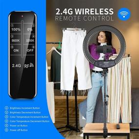 img 1 attached to 📸 Neewer 18-inch LED Ring Light with Tabletop Light Stand and 2.4G Wireless Remote, 55W 3200K-5500K Ringlight with Flexible Tube/Phone Holder/Ball Head for Vlogging, Selfies, and Video Shooting, USB Charge Supported