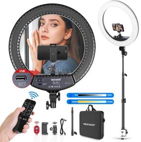 img 4 attached to 📸 Neewer 18-inch LED Ring Light with Tabletop Light Stand and 2.4G Wireless Remote, 55W 3200K-5500K Ringlight with Flexible Tube/Phone Holder/Ball Head for Vlogging, Selfies, and Video Shooting, USB Charge Supported