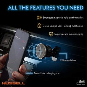 img 1 attached to 📱 360° Adjustable Universal Magnetic Car Mount for Cell Phone - HUSSELL Air Vent Phone Holder Compatible with iPhone, Galaxy, LG, Huawei