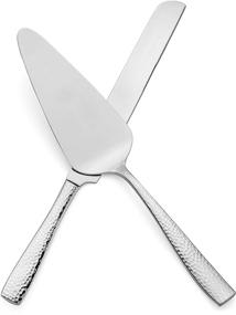 img 1 attached to 18/10 Stainless Steel Cake Knife and Server Set by Hudson Essentials with Hammered Finish