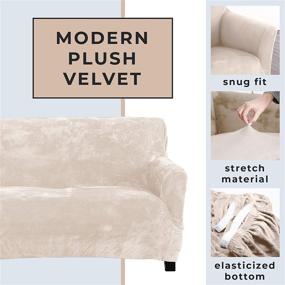 img 2 attached to 🛋️ Enhance and Protect Your Sofa with the Velvet Plush Stretch Sofa Slipcover - Soft, Anti-Slip, and High Stretch for 3 Seat Sofa (Sofa- 3 Seater, Silver Cloud)