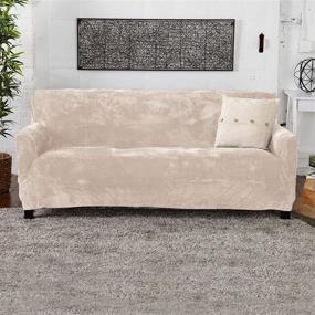 img 3 attached to 🛋️ Enhance and Protect Your Sofa with the Velvet Plush Stretch Sofa Slipcover - Soft, Anti-Slip, and High Stretch for 3 Seat Sofa (Sofa- 3 Seater, Silver Cloud)