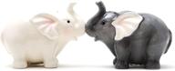 ceramic magnetic salt and pepper shaker set - adorable elephants they kiss 8795: spice up your dining experience! logo