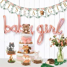 img 2 attached to Ola Memoirs Woodland Baby Shower Decorations for Girl - Woodland Creatures It's A Girl Banner, Boho Floral Forest Animals Cutouts, Rose Gold Baby Girl Balloons, Pink, Khaki Pom Poms, Gold Lanterns - Improved SEO