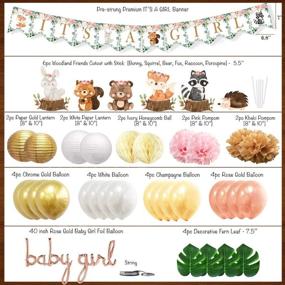 img 1 attached to Ola Memoirs Woodland Baby Shower Decorations for Girl - Woodland Creatures It's A Girl Banner, Boho Floral Forest Animals Cutouts, Rose Gold Baby Girl Balloons, Pink, Khaki Pom Poms, Gold Lanterns - Improved SEO
