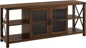 img 1 attached to 📺 Discover the Stylish Walker Edison Sedalia Modern Farmhouse Double Glass Door Stand for TVs up to 65 Inches - Dark Walnut Finish!