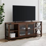 📺 discover the stylish walker edison sedalia modern farmhouse double glass door stand for tvs up to 65 inches - dark walnut finish! logo