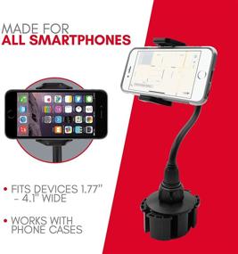 img 3 attached to 🚗 Macally Car Cup Holder Phone Mount - 8" Flexible Gooseneck and 360° Adjustable Holder - Fits Phones up to 4.1" Wide with or without Case - Easy-to-Use Cup Phone Holder for Car, SUV, or Truck