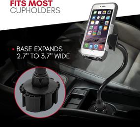 img 1 attached to 🚗 Macally Car Cup Holder Phone Mount - 8" Flexible Gooseneck and 360° Adjustable Holder - Fits Phones up to 4.1" Wide with or without Case - Easy-to-Use Cup Phone Holder for Car, SUV, or Truck