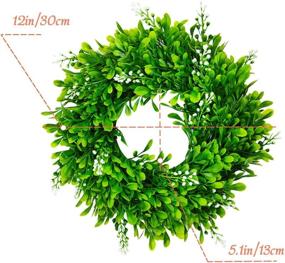 img 3 attached to 🌿 12&#34; Artificial Green Leaves Wreath - Festive Boxwood Greenery Decor for Window & Door Celebrations