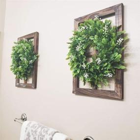 img 1 attached to 🌿 12&#34; Artificial Green Leaves Wreath - Festive Boxwood Greenery Decor for Window & Door Celebrations