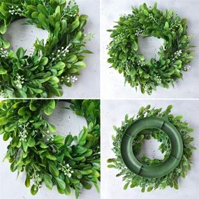 img 2 attached to 🌿 12&#34; Artificial Green Leaves Wreath - Festive Boxwood Greenery Decor for Window & Door Celebrations